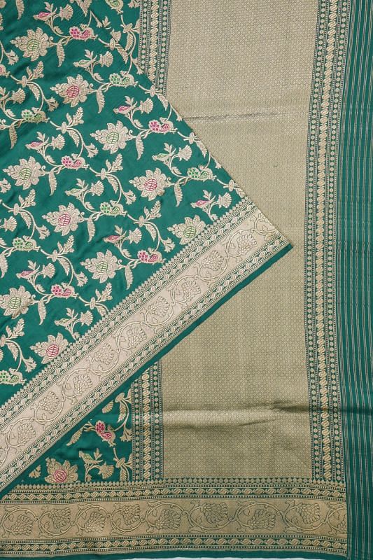 Banarasi Silk Kadwa Jaal Dark Green Saree