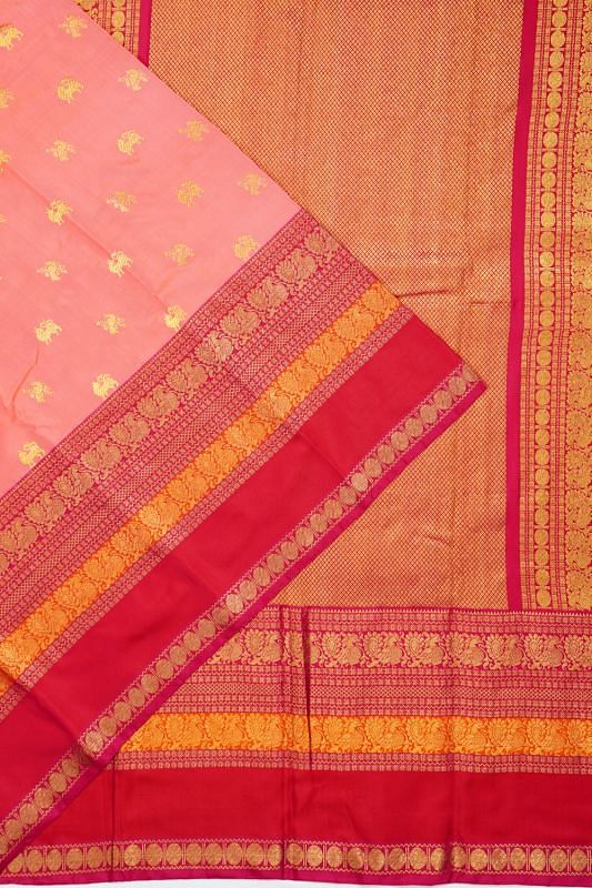 Kanchipuram Silk Twill Butta Peach Saree