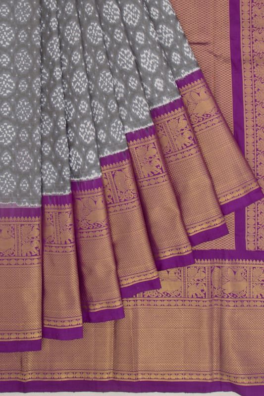 Kanchipuram Silk Ikat Grey Saree