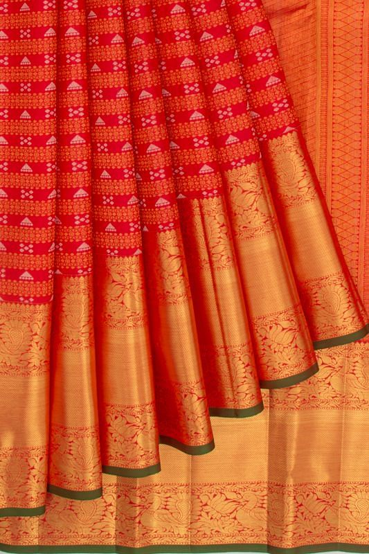 Kanchipuram Silk Brocade Red Saree