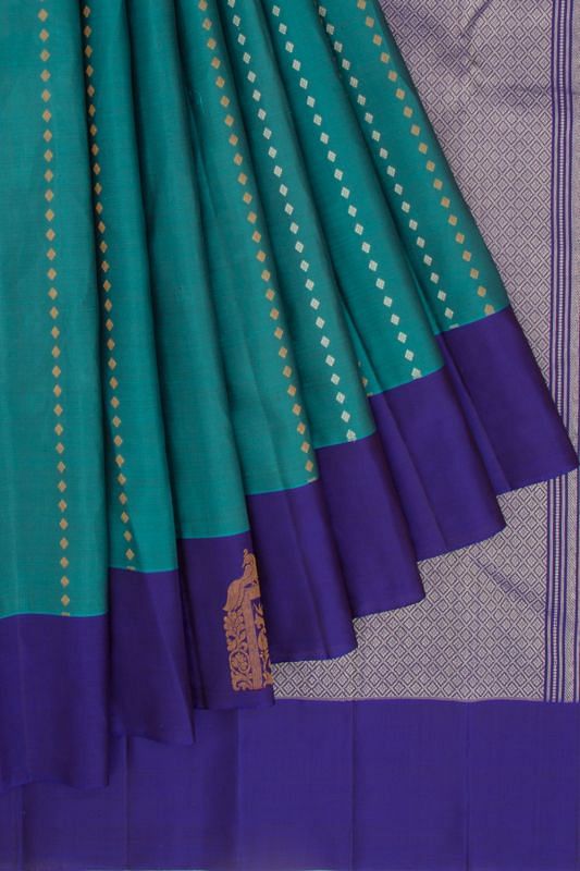 Taranga Kanchi Silk Brocade Teal Blue Saree