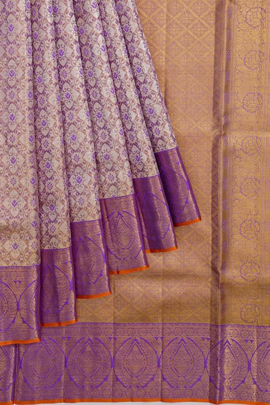 Kanchipuram Silk Tissue Brocade Violet Saree