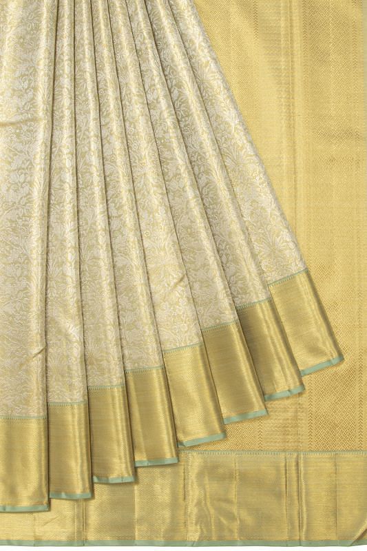 Kanchipuram Silk Tissue Brocade Gold Saree