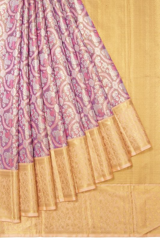 Kanchipuram Silk Tissue Brocade Purple Saree