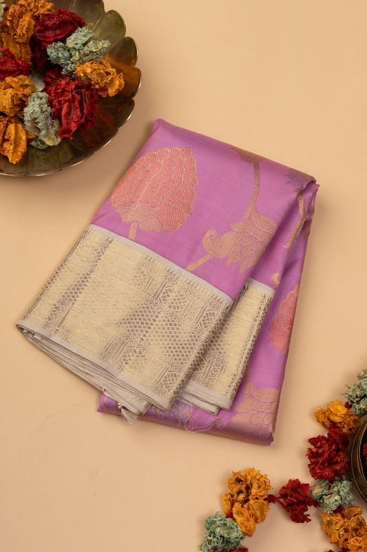 Kanchipuram Silk Jaal Lavender Saree