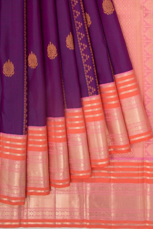 Kanchipuram Silk Brocade Purple Saree