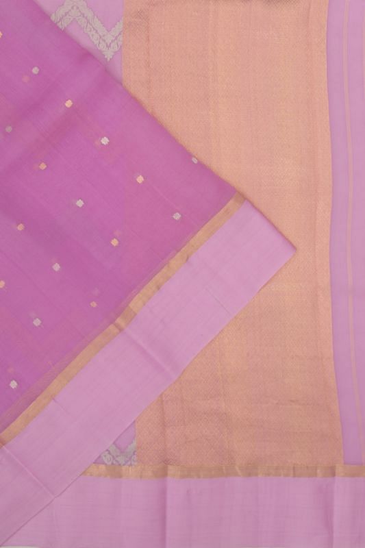 Organza Half-n-Half Jaal And Butta Lavender Saree