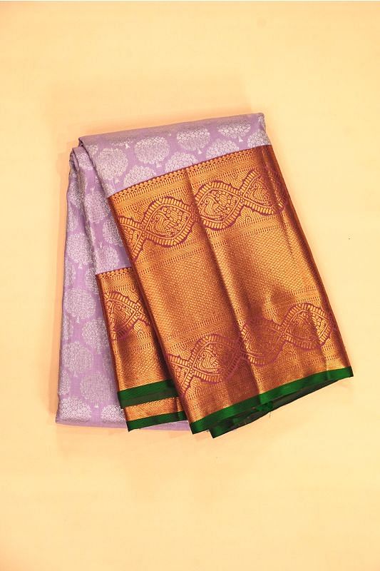 Zari Border In Brocade Lavender Kanchipuram Silk Saree – Sundari Silks