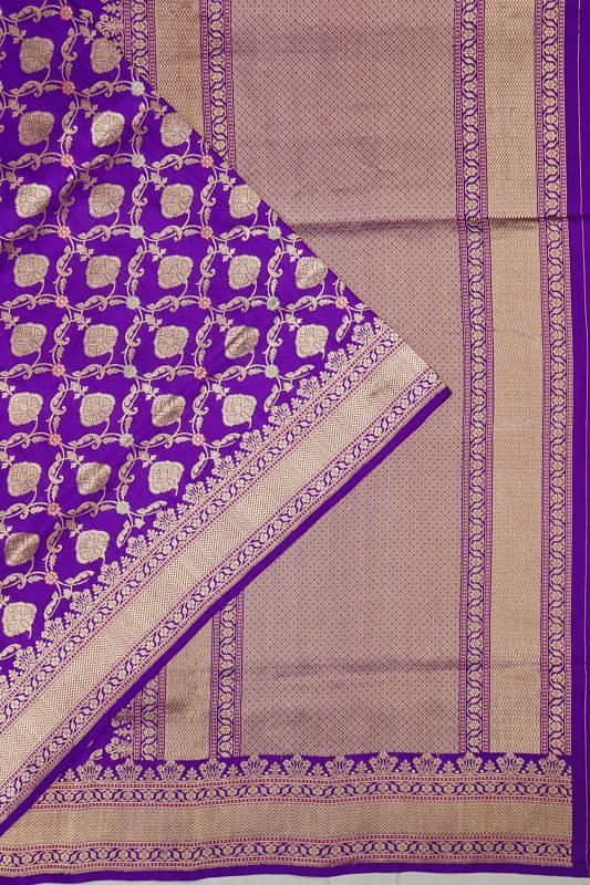 Banarasi Silk Jaal Violet Saree