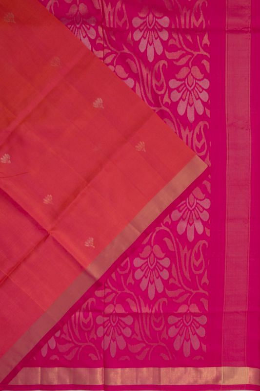 Uppada Silk Butta Dual Tone Pink And Orange Saree