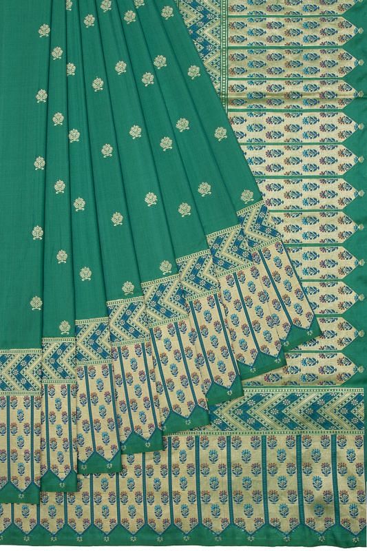 Banarasi Silk Kadwa Butta Dark Green Saree