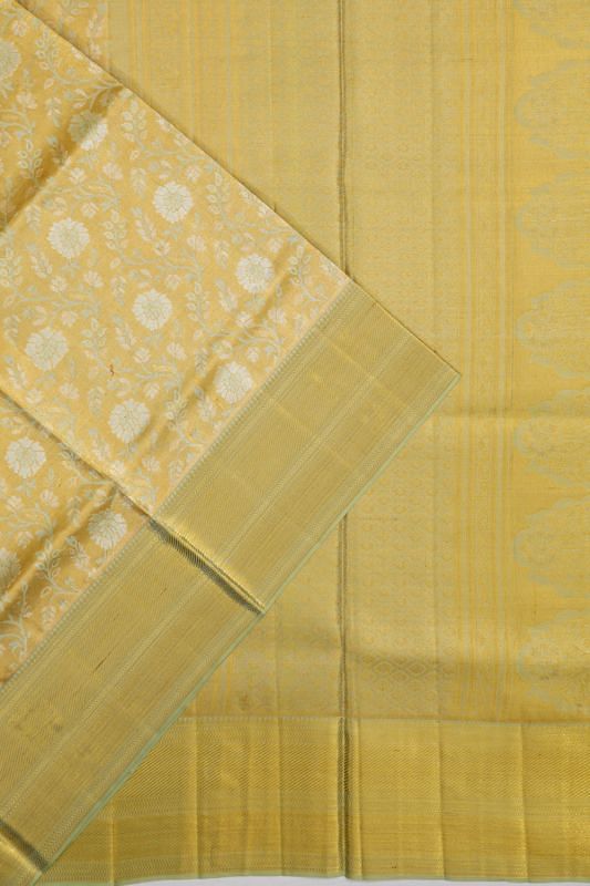 Kanchipuram Silk Tissue Brocade Gold Saree