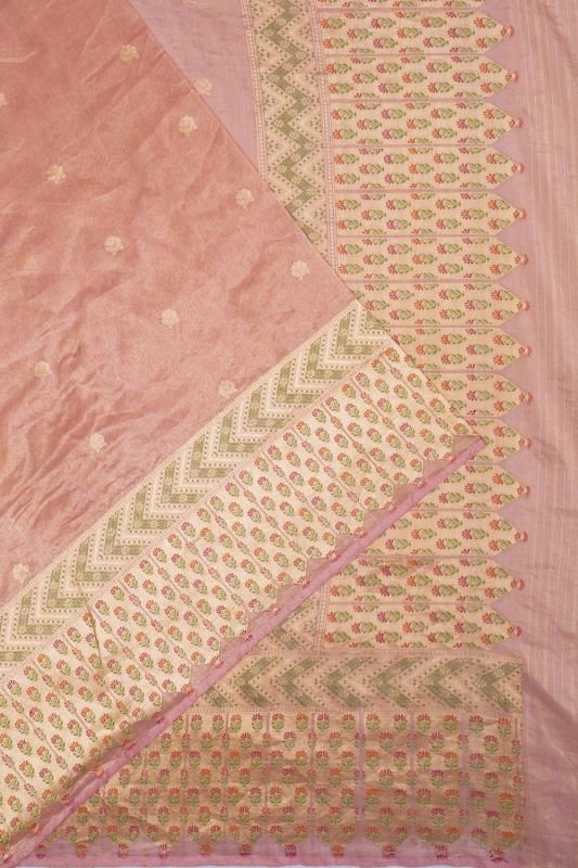 Banarasi Kora Organza Tissue Butta Baby Pink Saree