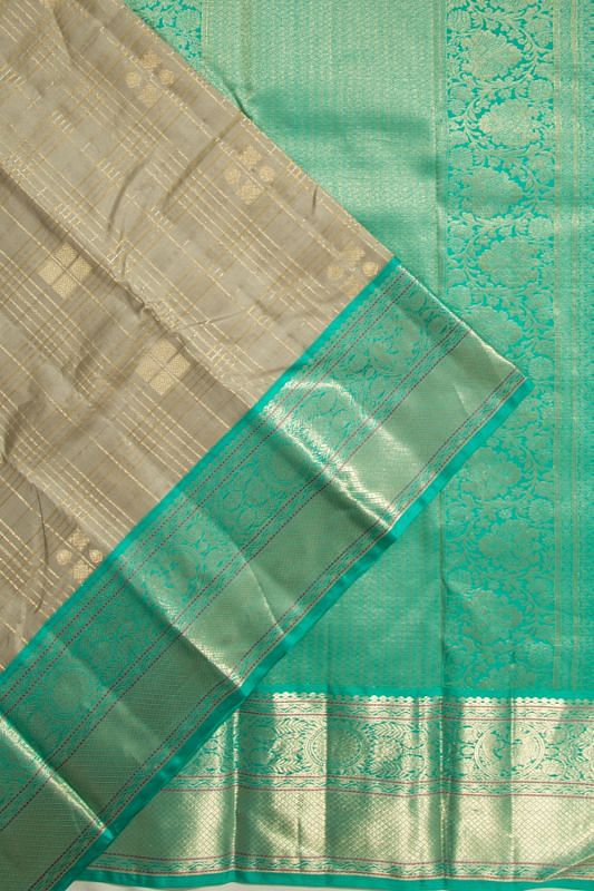 Taranga Kanchi Silk Checks And Butta Grey Saree | Kankatala