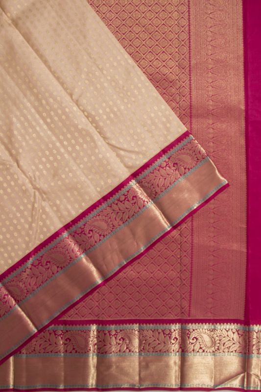 Pure soft silk saree pink and sandal with silver & gold zari woven but –  Cherrypick