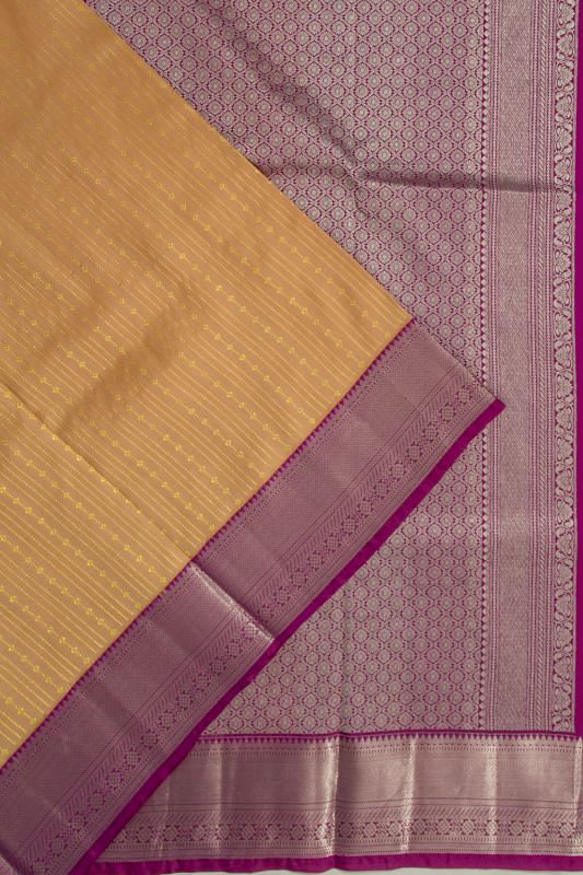 Gadwal Silk Vertical Lines Yellow Saree