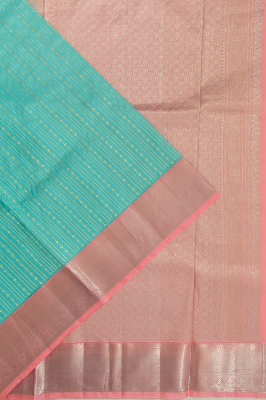 Gadwal Silk Vertical Lines Sky Blue Saree