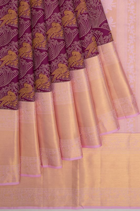 Kanchipuram Silk Brocade Purple Saree