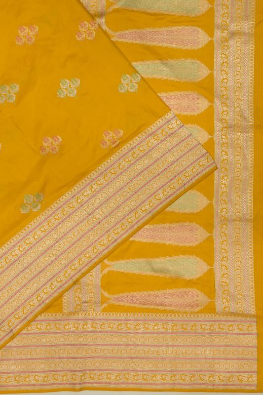 Banarasi Silk Butta Yellow Saree