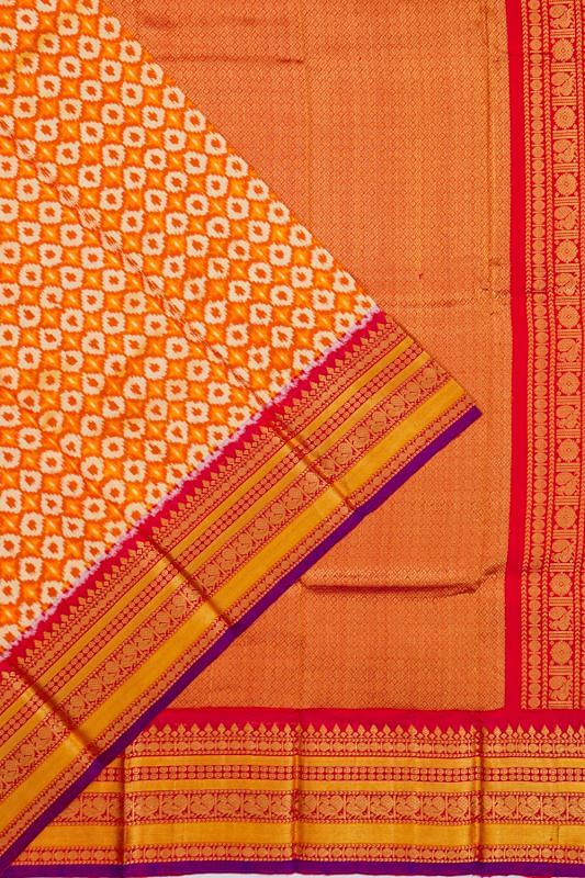 Kanchipuram Silk Ikat Orange Saree