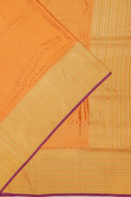 Kanchipuram Silk Twill Jacquard Mustard Yellow Saree