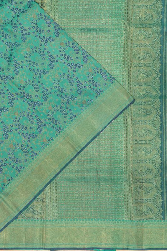 Kanchipuram Silk Brocade Sea Green Saree