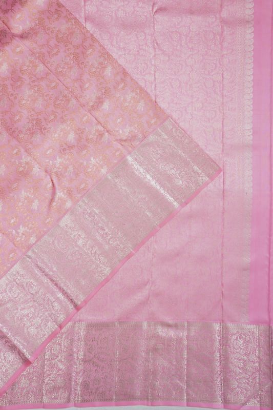 Kanchipuram Silk Brocade Pink Saree