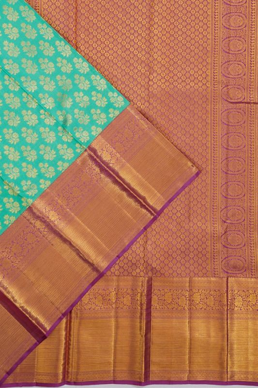 Kanchipuram Silk Brocade Sea Green Saree