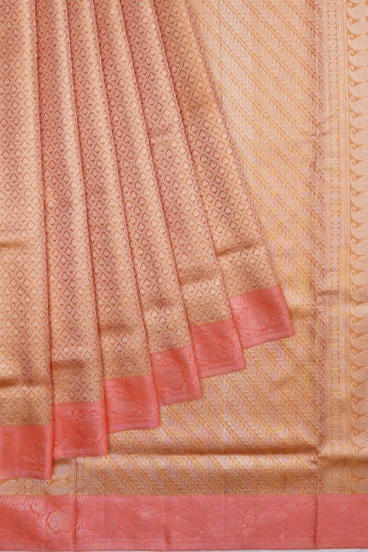 Kanchipuram Silk Tissue Criss Cross Checks And Butta Mustard Yellow Saree