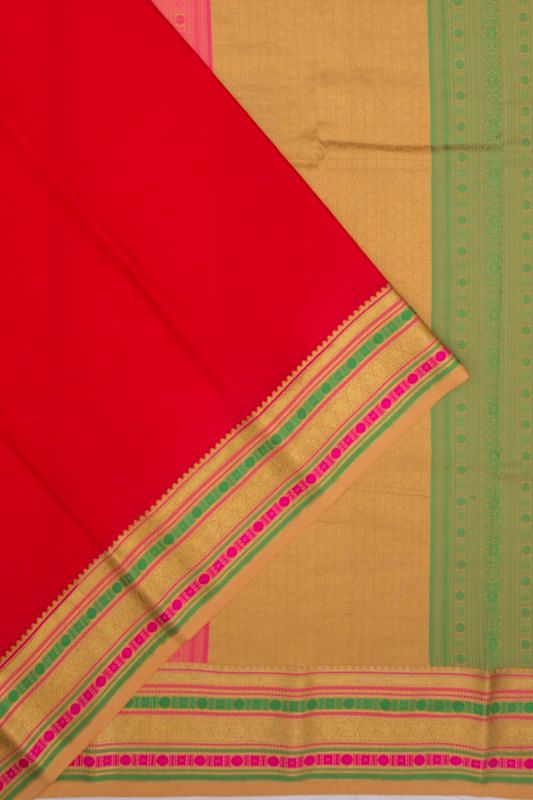 Binny Silk Plain Red Saree