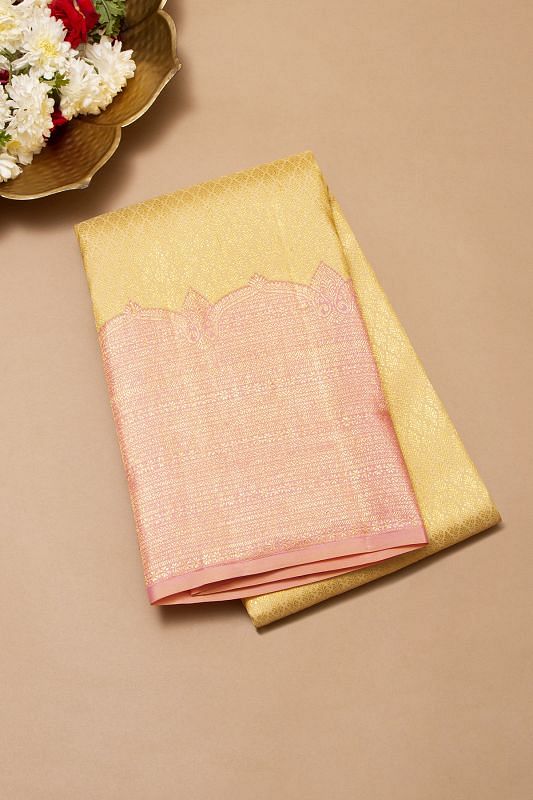 Kanchipuram Silk Brocade Beige Saree