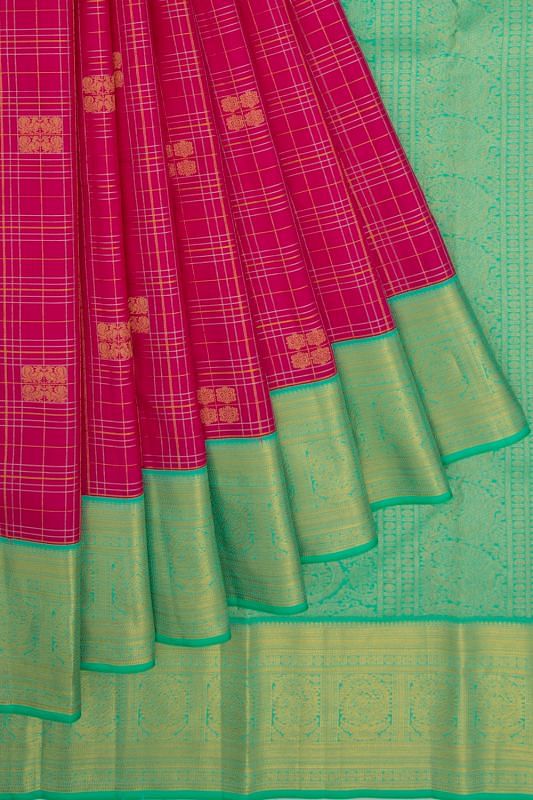 Taranga Kanchi Silk Checks And Butta Pink Saree