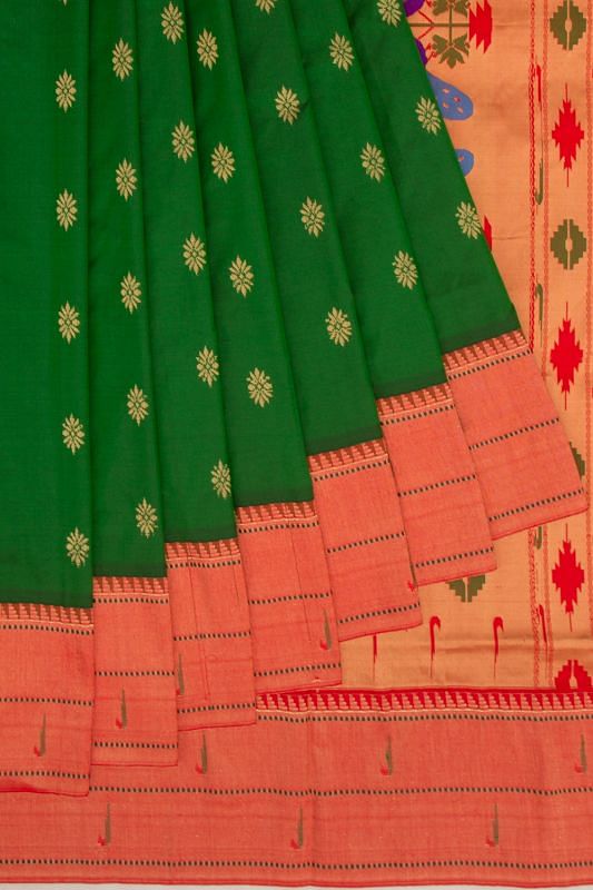 Muniya Silk Butta Green Saree