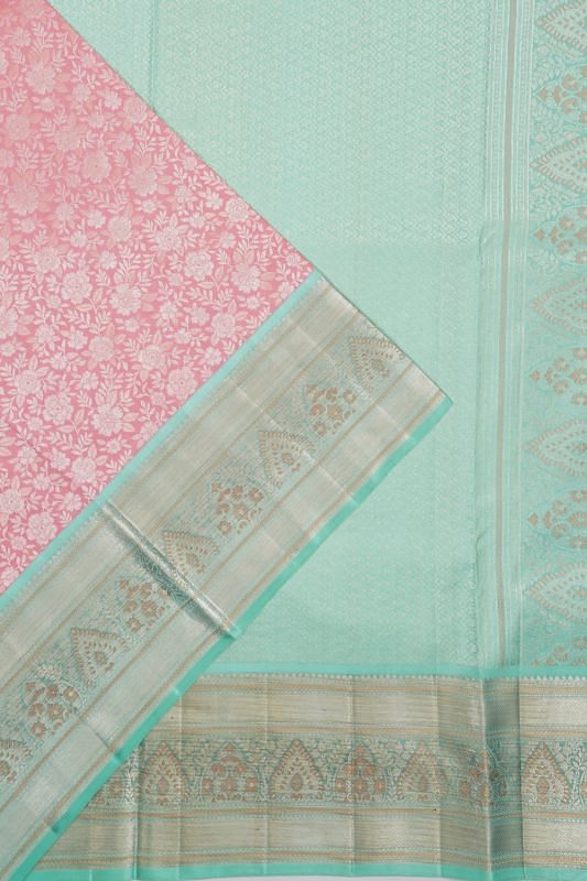 Kanchipuram Silk Brocade Pink Saree