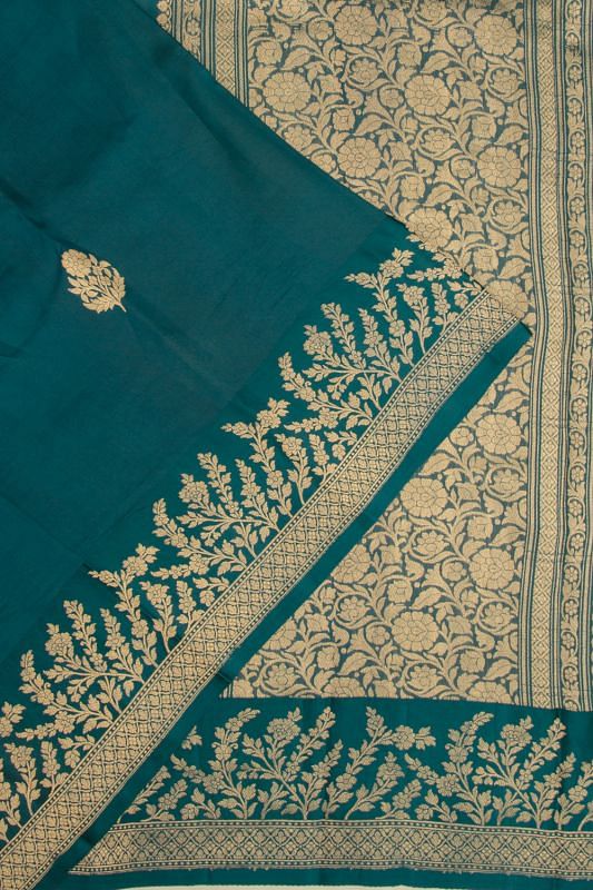 Banarasi Katan Silk Butta Teal Blue Saree