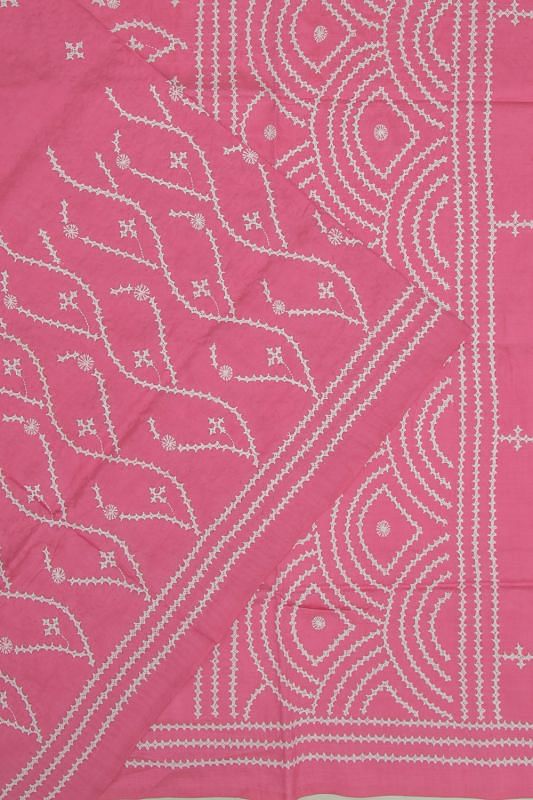 Phulia Cotton Hand Embroidery Pink Saree