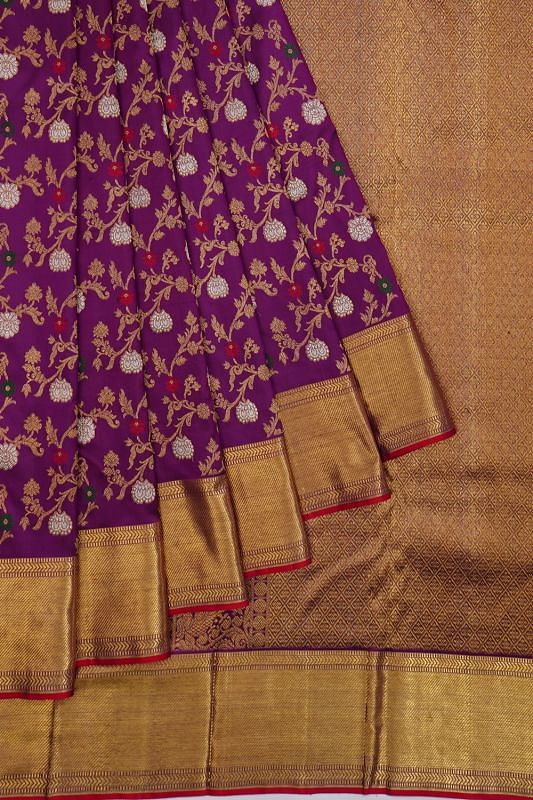 Kanchipuram Silk Brocade Purple Saree