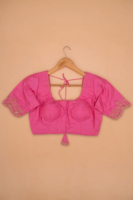 Pure Silk Readymade Padded Pastel Pink Blouse