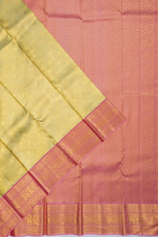 Kanchipuram Silk Brocade Pista Green Saree