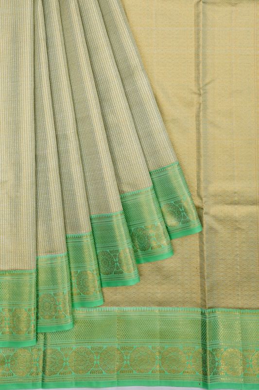 Kanchipuram Silk Tissue Brocade Pastel Green Saree