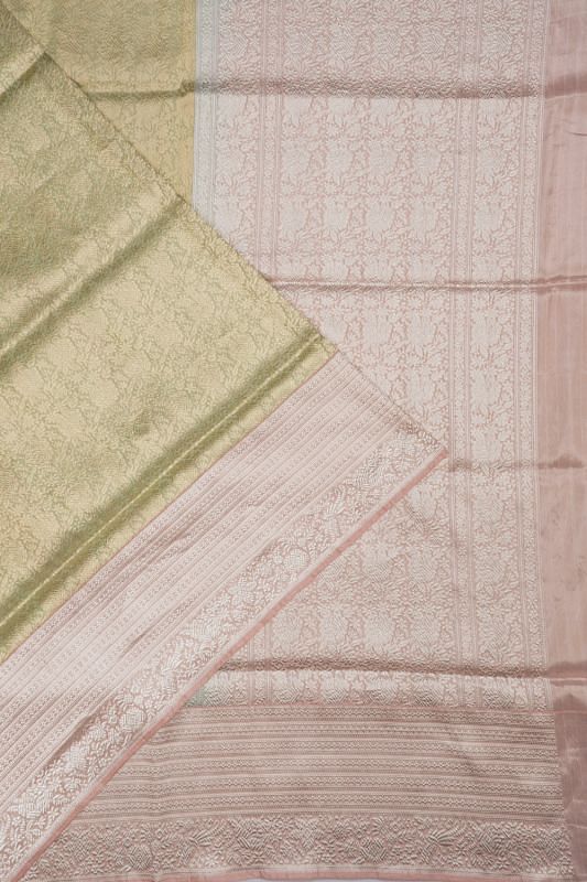 Kanchipuram Silk Brocade Pastel Green Saree