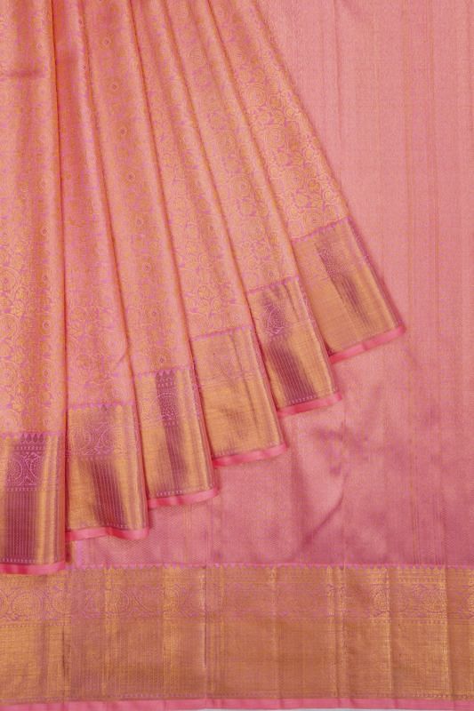 Kanchipuram Silk Brocade Pink Saree