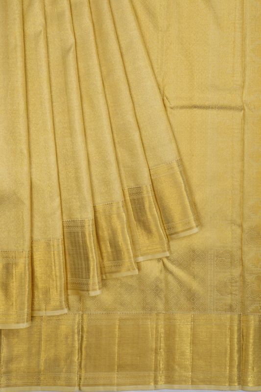 Kanchipuram Silk Brocade Beige Saree