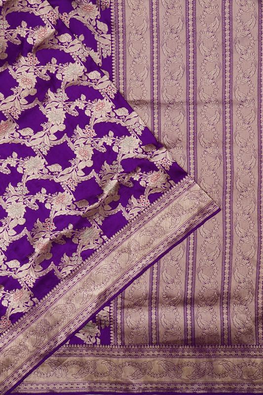 Banarasi Silk Kadwa Jaal Violet Saree