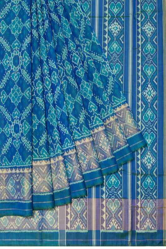 Pochampally Silk Ikat Blue Saree