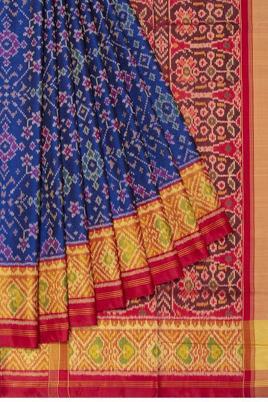 Pochampally Silk Ikat Royal Blue Saree