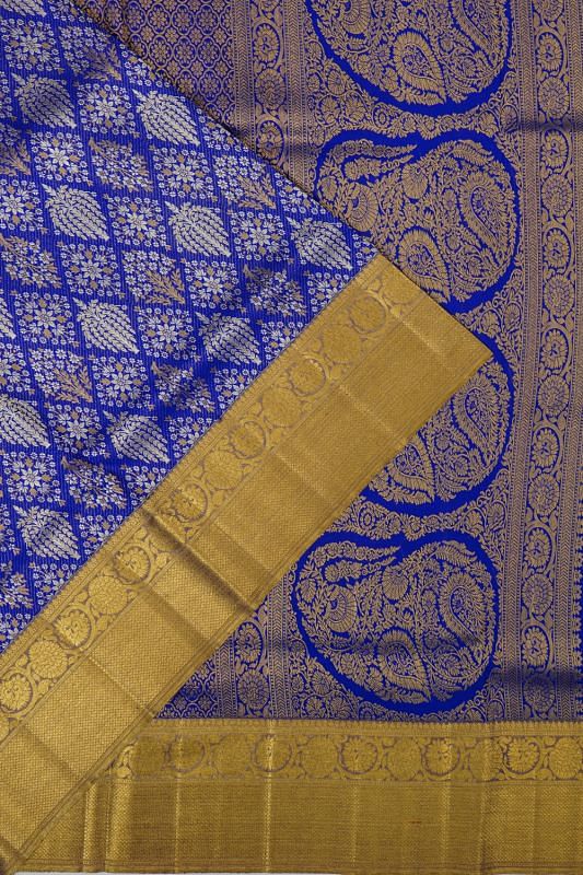 Kanchipuram Silk Lines And Brocade Royal Blue Saree