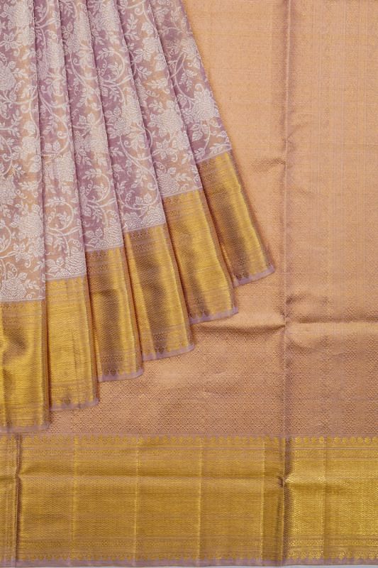 Kanchipuram Silk Tissue Jaal Lilac Saree