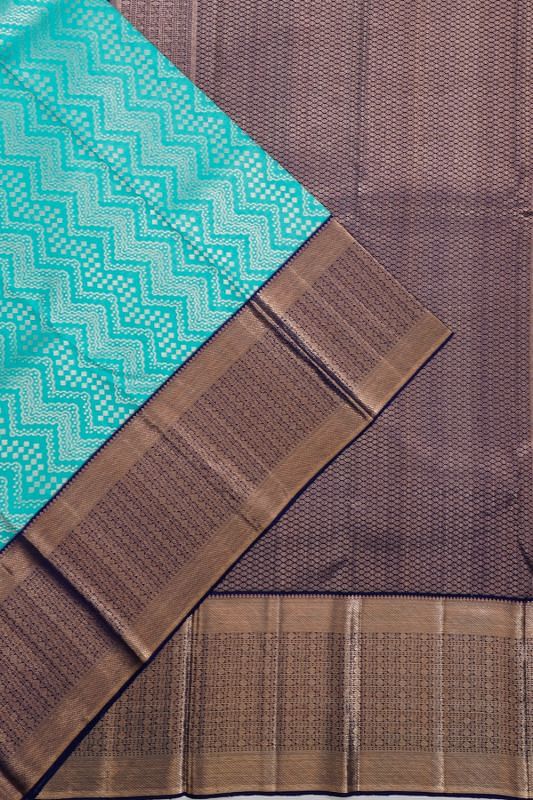 Kanchipuram Silk Brocade Sky Blue Saree