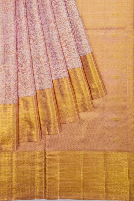 Kanchipuram Silk Tissue Brocade Lavender Saree